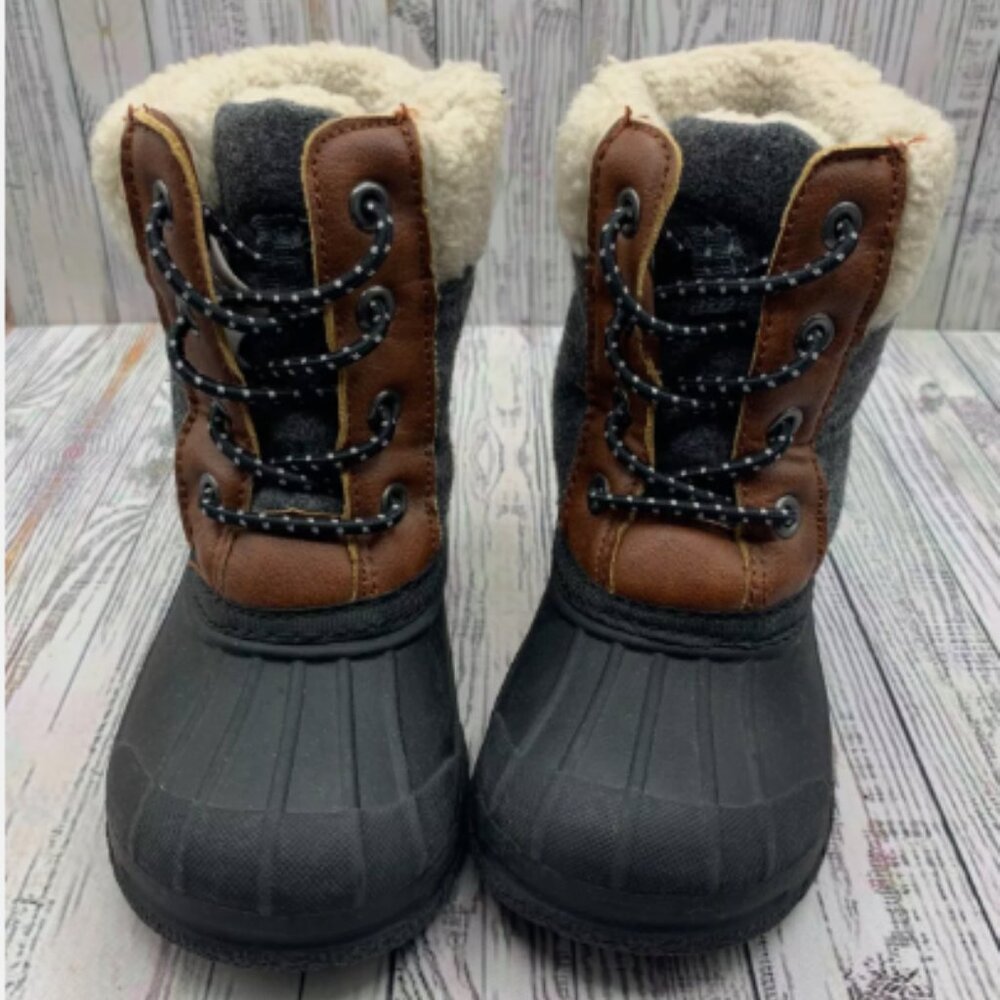 OshKosh B'Gosh Fur Lined Boys Snow Boot Size 7 MidCalf Zip Hootie Water Proof
